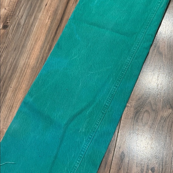 Zara Green Jeans Sz 4 Wide Leg Distressed Christmas Holiday Jean Denim Frayed - Picture 7 of 8